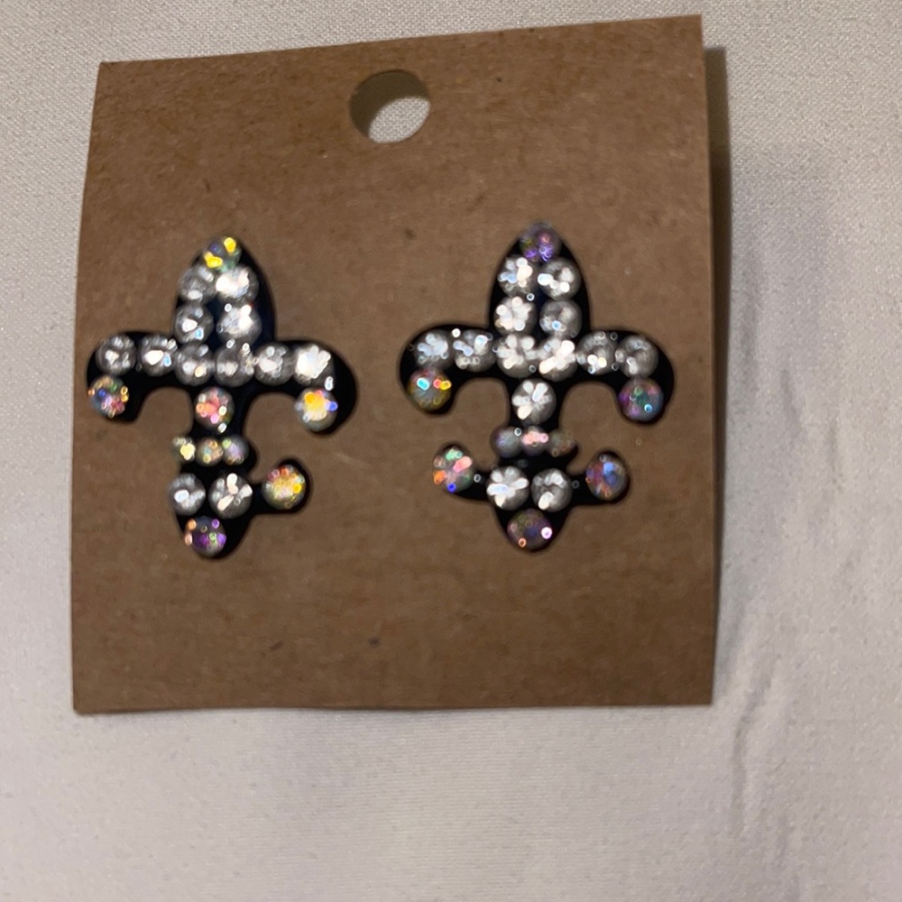 Rhinestone Fleur de Lis Earrings
